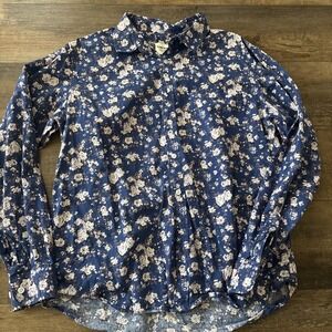 Tunevuse men's Long Sleeve Button Up Shirt Large Floral‎ Blue Dress Shirt Preppy
